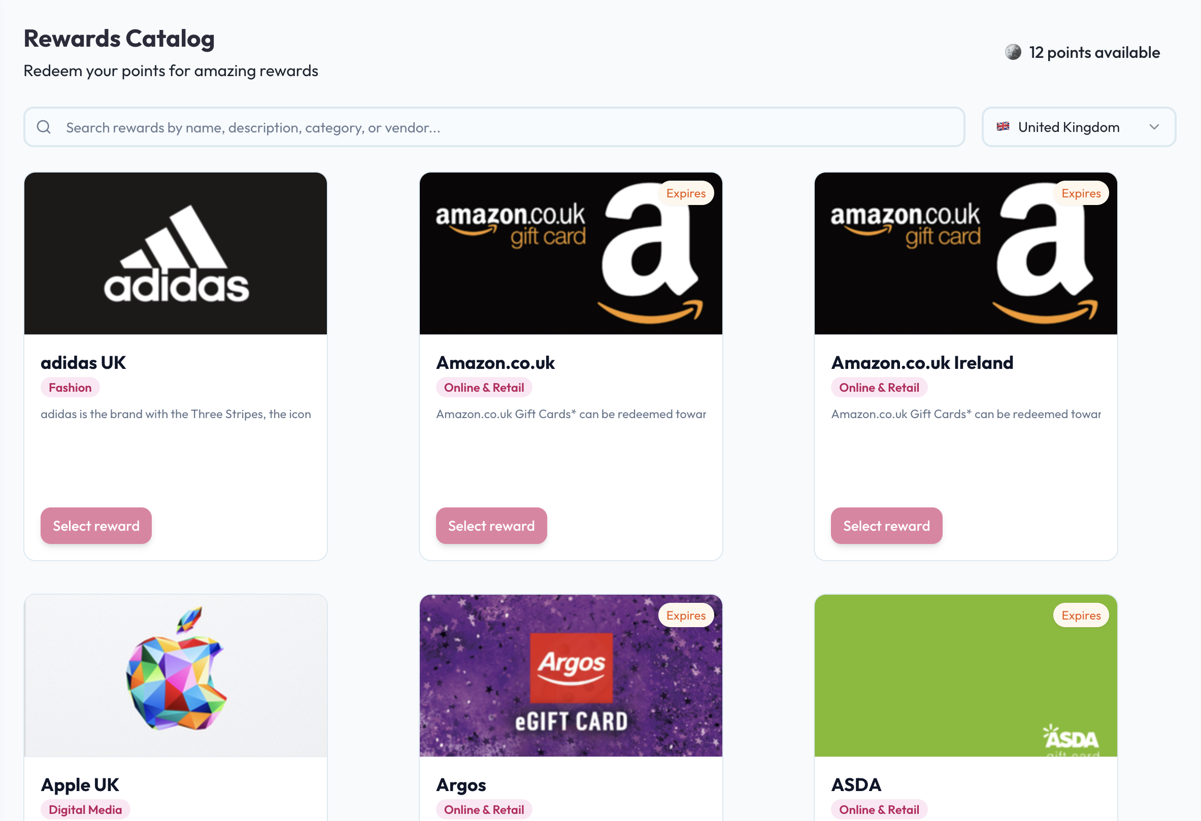 Global Rewards Catalog